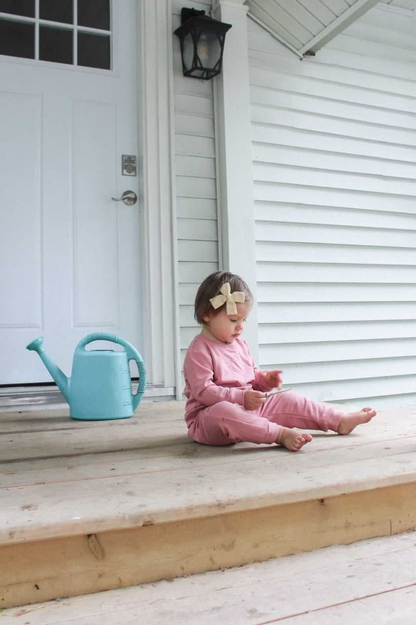 0-3m to 10 youth fox and poppy bamboo kids lounge set | blush