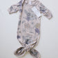 0-3m to 6-12m fox and poppy colourful knotted gown pyjama