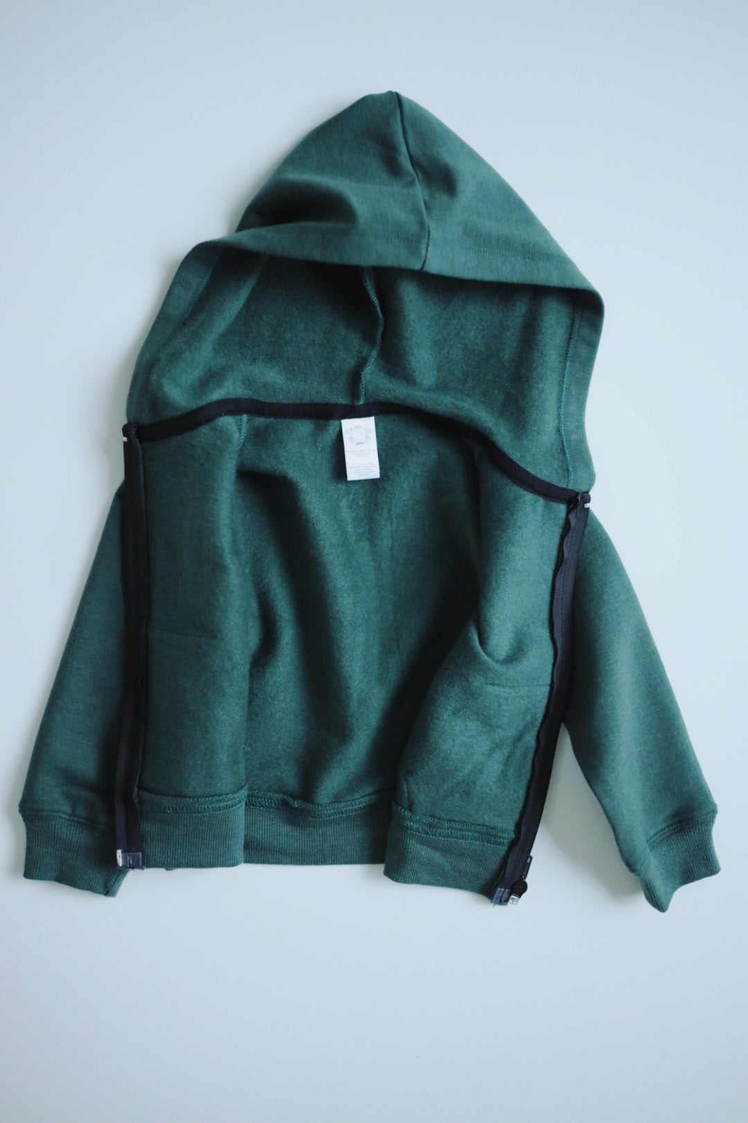 0-6m to 10 youth fox and poppy organic cotton zip up hoodie | pine