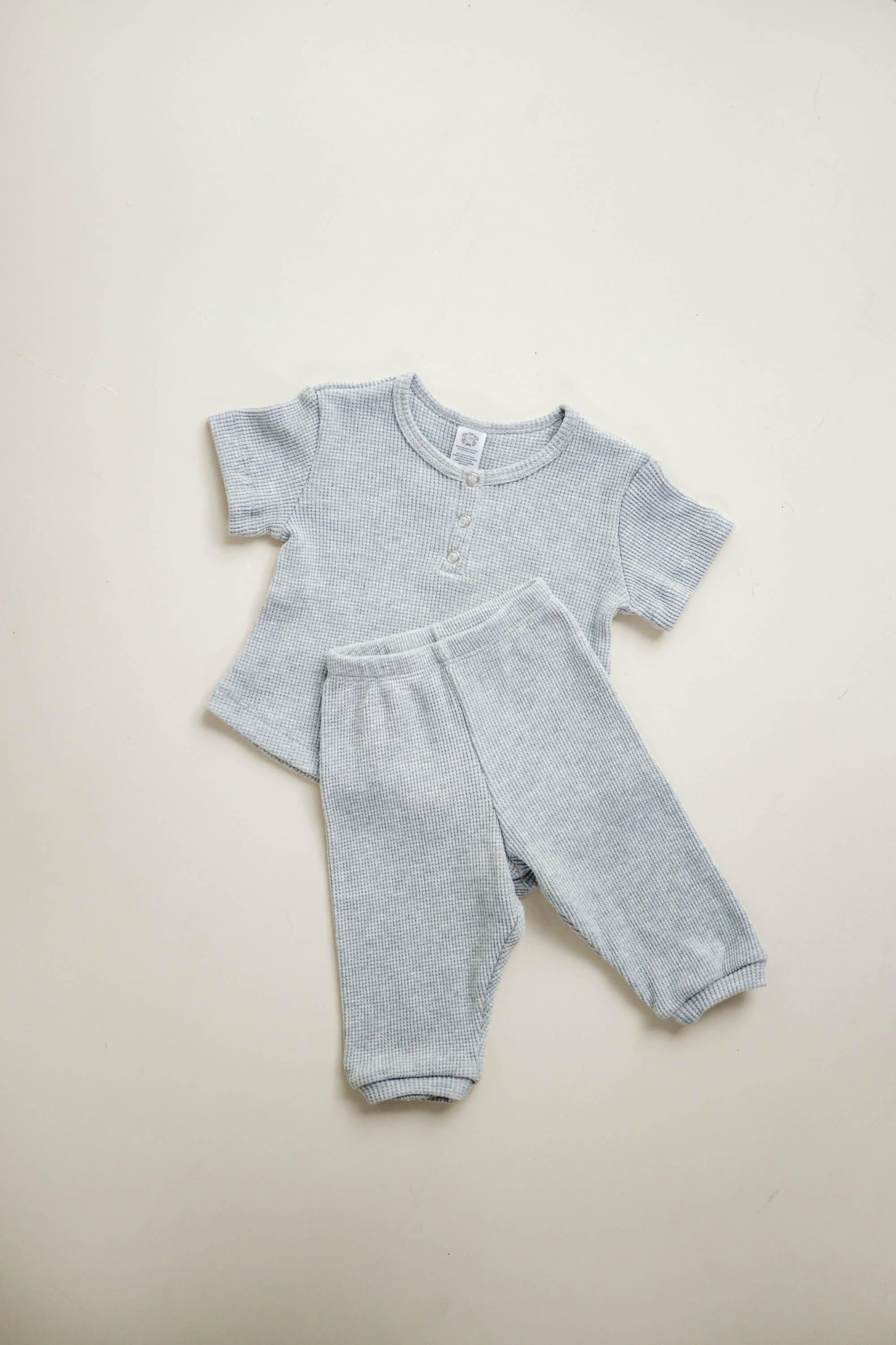 baby + children's organic cotton waffle top ♡ light grey - Fox + Poppy Clothing
