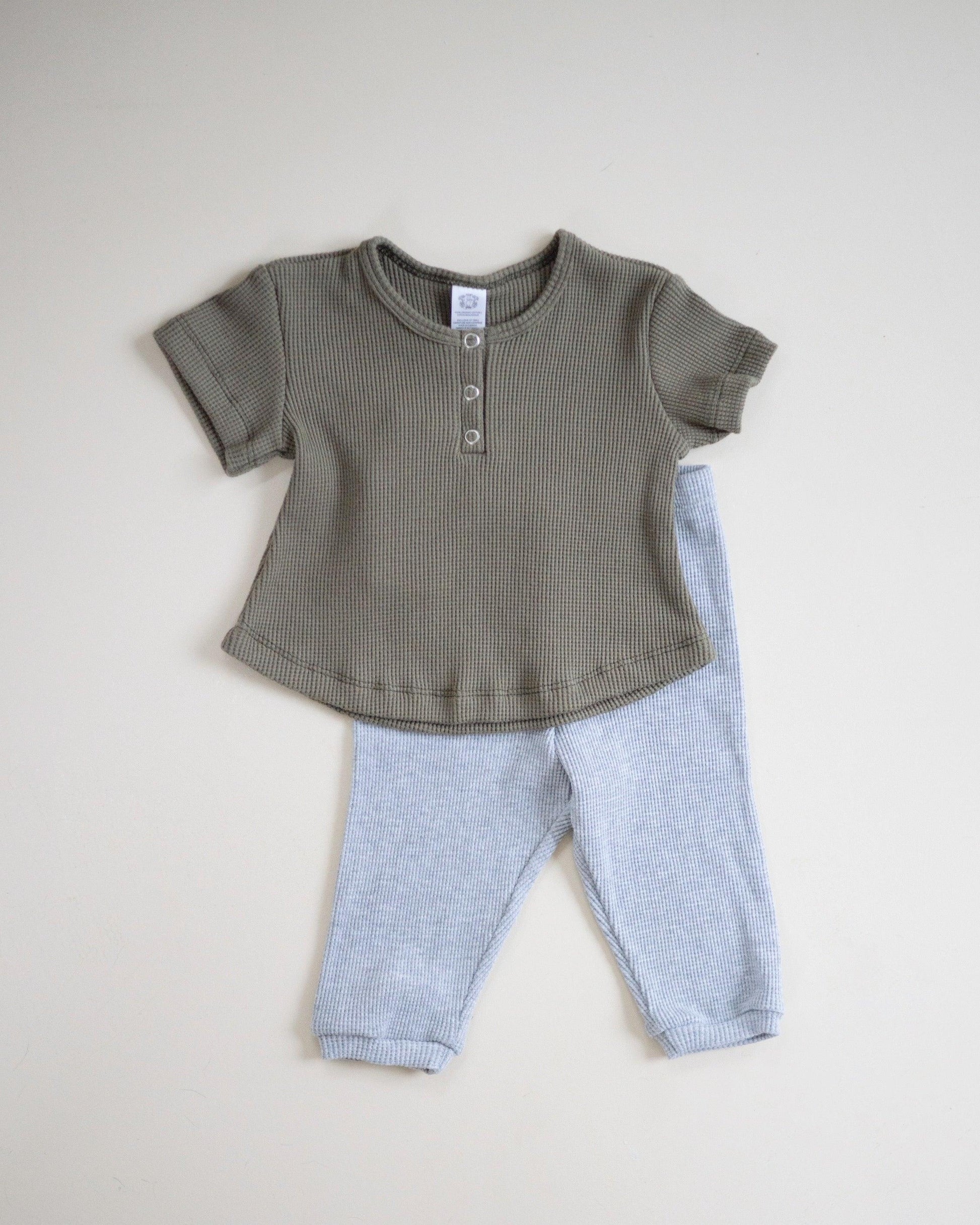 baby + children's organic cotton waffle pant ♡ light grey - Fox + Poppy Clothing